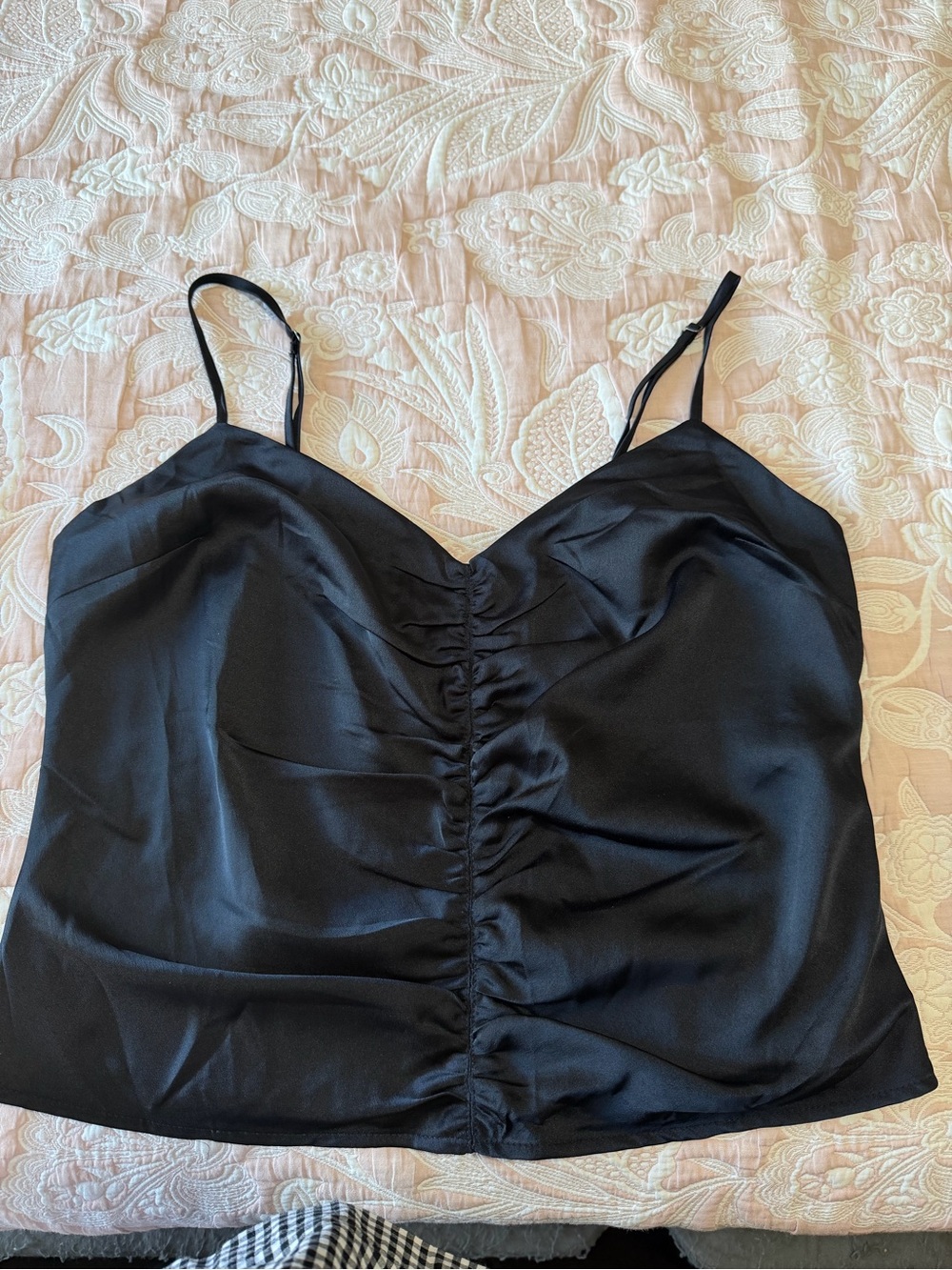 Abercrombie & Fitch Black Satin Ruched Cami